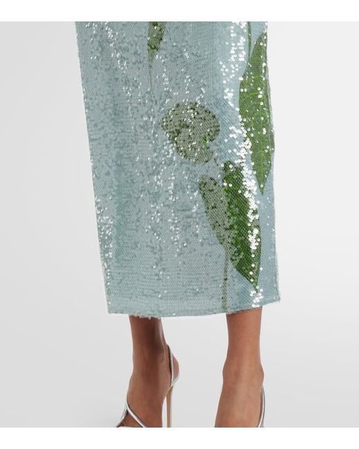 FARM Rio Anthurium Printed Embellished Slip Dress in White | Lyst