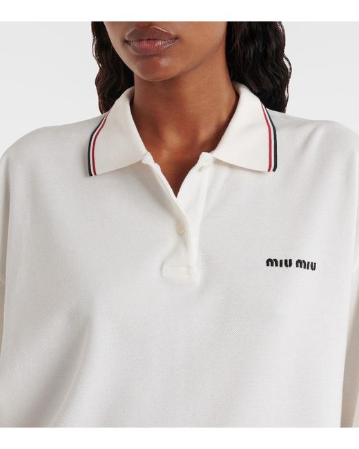 Miu Miu White Polopullover Aus Baumwolle