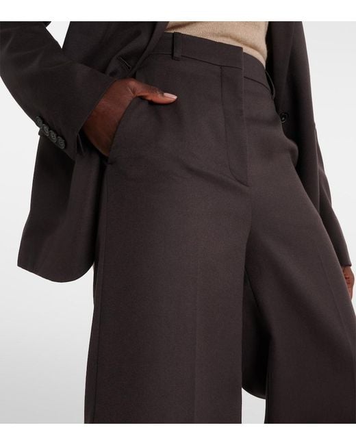 Stella McCartney Brown High-Rise Wool Wide-Leg Pants