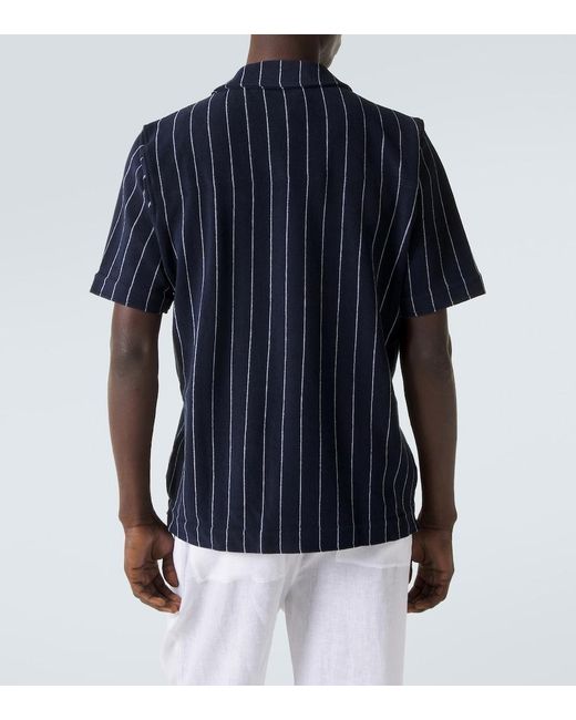 Orlebar Brown Blue Hawkin Striped Cotton Terry Shirt for men
