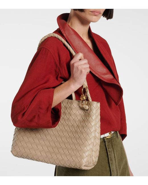Bottega Veneta Natural Andiamo Intrecciato Medium Leather Tote Bag