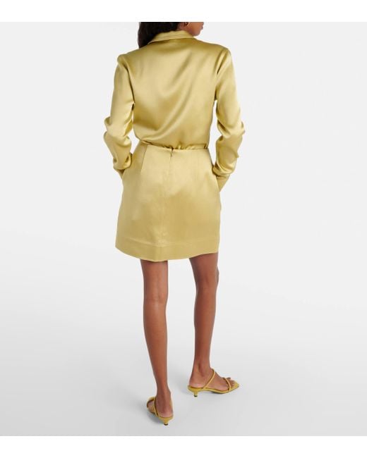 Totême  Yellow High-rise Satin Miniskirt