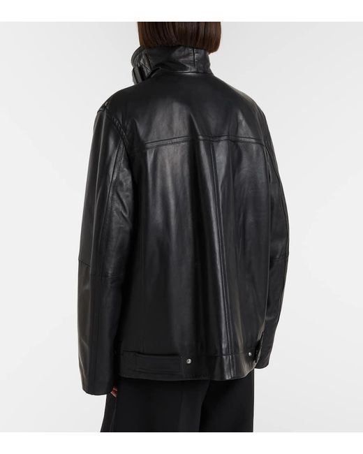 Sportmax Black Oversized Leather Jacket