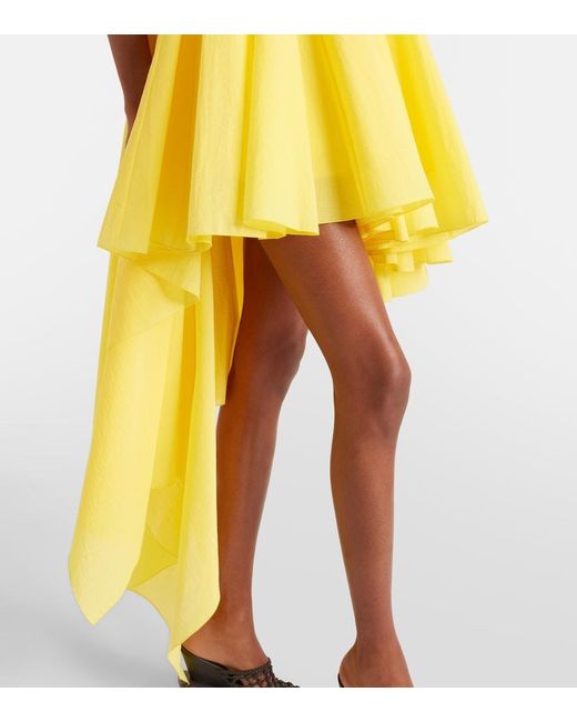 Jacquemus Yellow Triangle Asymmetric Cotton-Blend Minidress