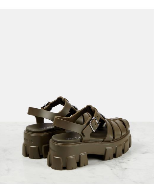 Prada Brown Monolith Platform Sandals