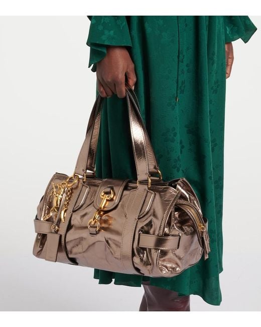 Chloé Natural Kerala 25 Large Metallic Leather Tote Bag