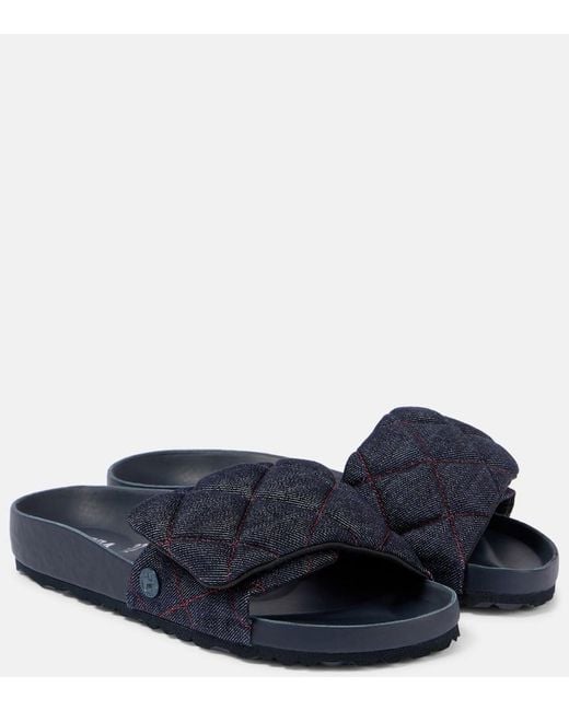 Birkenstock Blue Sylt Quilted Denim Slides