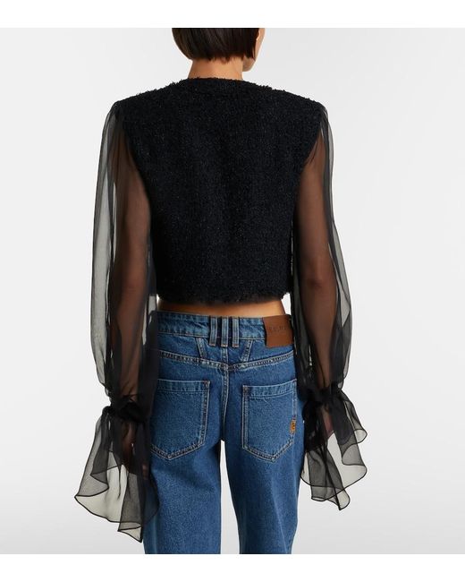 Balmain Black Silk-Trimmed Boucle Jacket