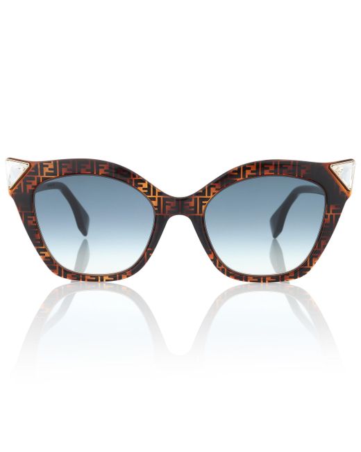 Fendi Brown Iridia Logo Cat-eye Sunglasses