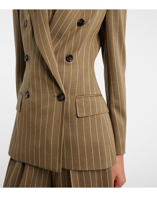Max Mara Green Balta Pinstripe Double-Breasted Blazer