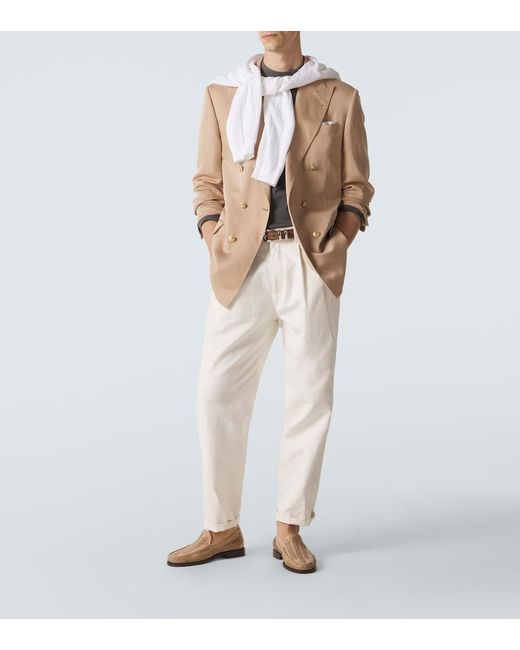 Brunello Cucinelli Natural Silk And Linen Blazer for men