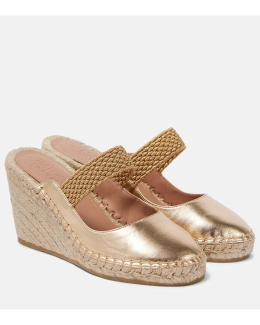 Malone Souliers Natural Siena 70 Leather Espadrille Wedges