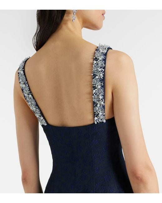 Vestido Midi Charlotte De Jacquard Adornado Jonathan Simkhai de color Blue