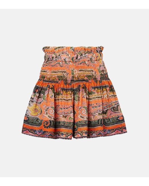 Isabel Marant Brown Maelly Paisley Silk Voile Wide-Leg Shorts