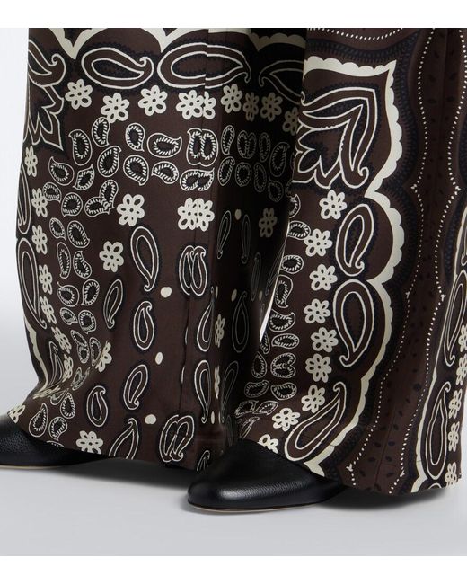 Nili Lotan Black Morgan Printed Silk Twill Wide-Leg Pants