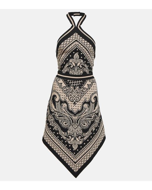 Balmain White Bandana-intarsia Knitted Midi Dress