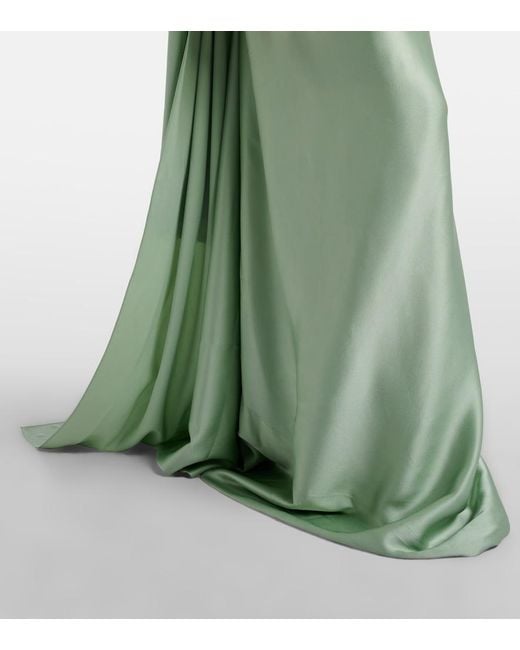 Vivienne Westwood Green Nova Vixen Scarf-Detail Satin Gown
