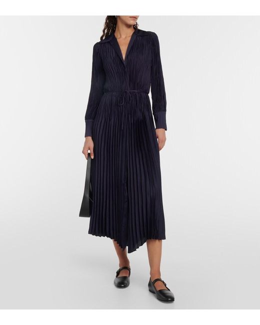 Vince Blue Pleated Midi Dress