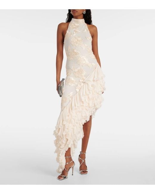 ROTATE BIRGER CHRISTENSEN White Bridal Floral-applique Maxi Dress