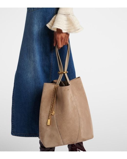 Chloé Brown Spin Medium Suede Tote Bag