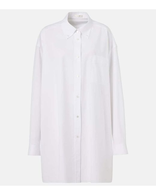 The Row White Victoria Oversized Cotton Poplin Shirt