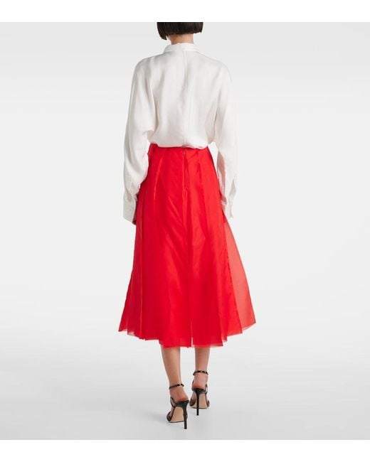 Altuzarra Red Silk Organza Midi Skirt