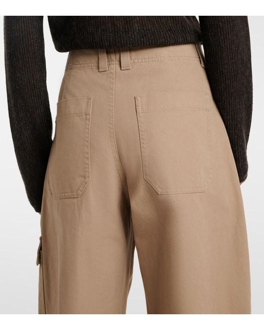 Brunello Cucinelli Natural Cotton Canvas Barrel-Leg Pants