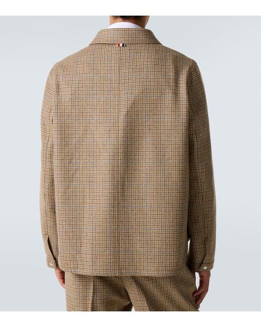 Thom Browne Natural Checked Wool Tweed Overshirt for men