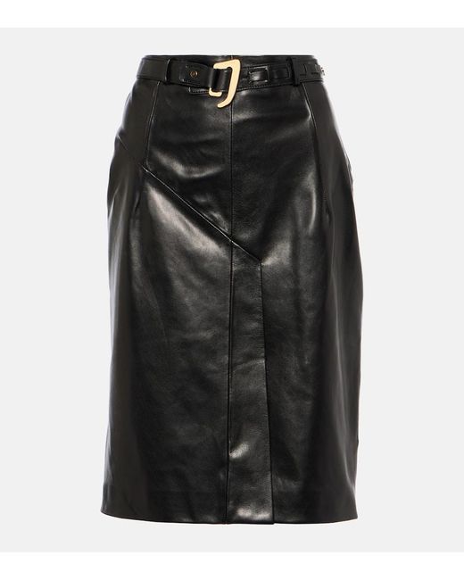 Falda midi de piel con cinturon Tom Ford de color Black