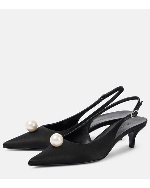 Magda Butrym Black Slingback Kitten Heels Pearl