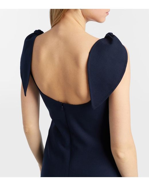 Oscar de la Renta Blue Wool-Blend Gown