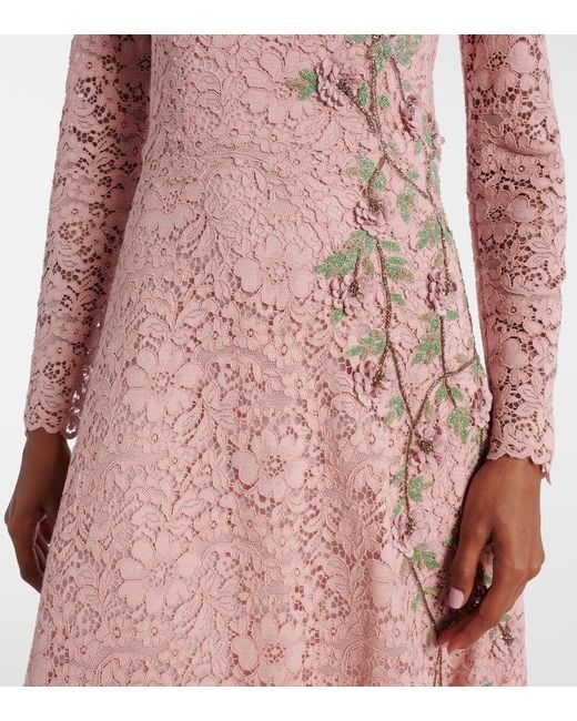 Robe Midi Marlena Brodee En Dentelle Costarellos en coloris Pink