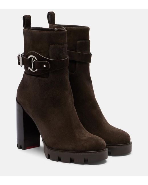 Christian Louboutin Black 100Mm Dianouchette Suede Sole Ankle Booties