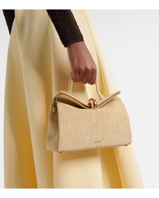 Jacquemus Natural Valerie Small Suede Top-Handle Bag