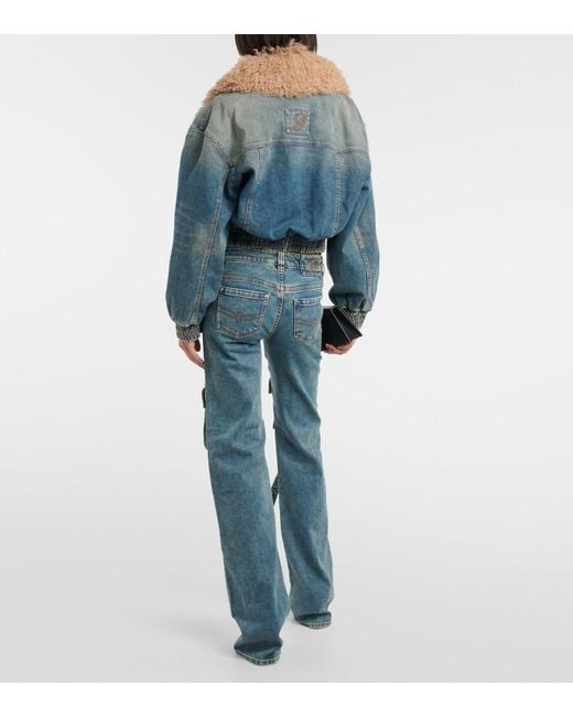 Blumarine Blue Low-Rise Denim Cargo Pants