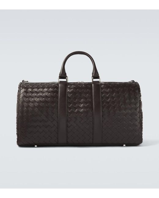 Bottega Veneta Black Intrecciato Leather Duffel Bag for men