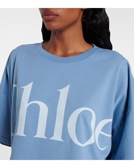 Chloé Blue Logo Crop T-Shirt