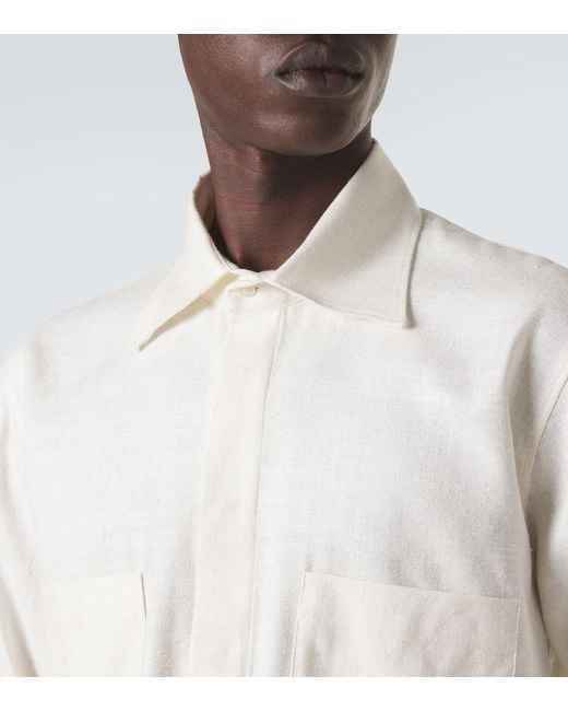 Saman Amel White Silk Shirt for men