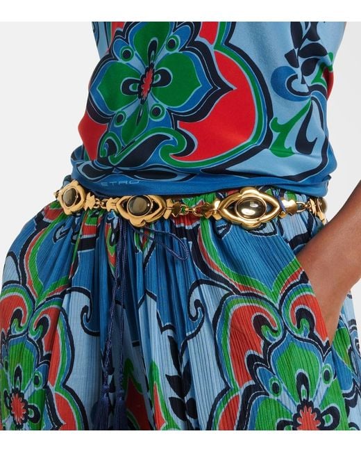 Etro Blue Printed Silk Top