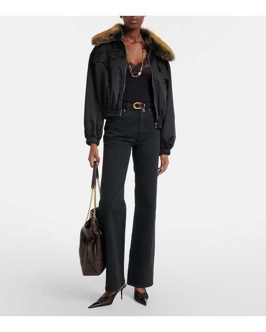 Saint Laurent Black Shearling-Trimmed Blouson Jacket