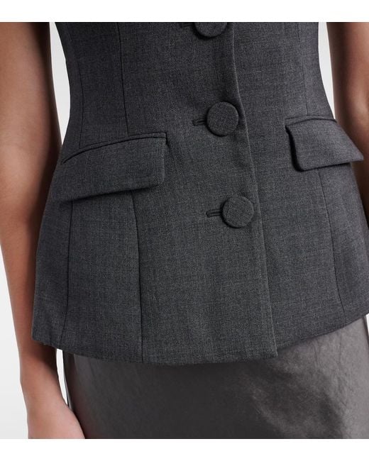 Self-Portrait Gray Peplum Satin Gown