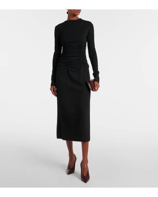 Sportmax Black Acline Wool And Cotton-Blend Maxi Dress
