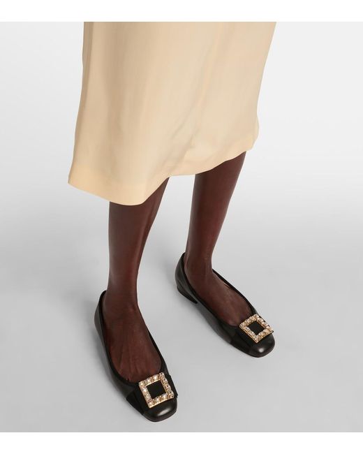 Roger Vivier Black Tres Vivier Embellished Leather Ballet Flats