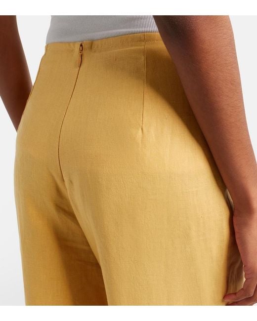 Faithfull The Brand Yellow Syna Linen Wide-Leg Pants
