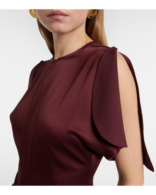 Victoria Beckham Purple Gathered Jersey Maxi Dress