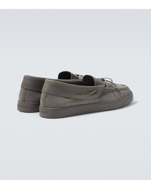 Giorgio Armani Gray Suede Loafers for men