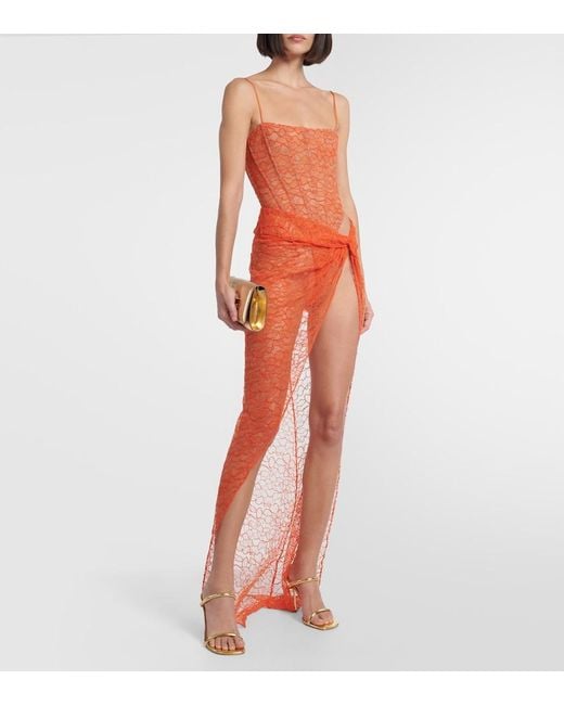 LAQUAN SMITH Pink Lace Wrap Skirt