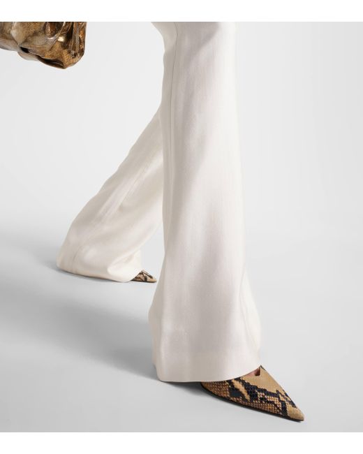 Pantalon evase a taille haute en satin Galvan en coloris White