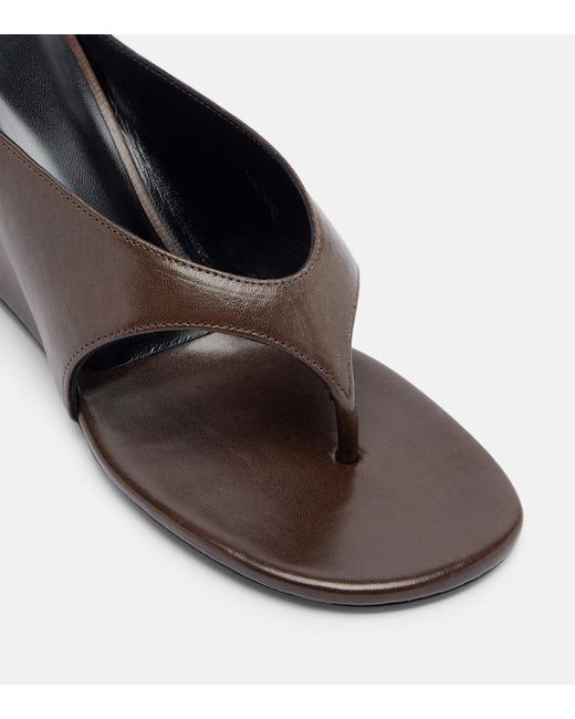 Jude Black Yaga Leather Wedge Thong Sandals
