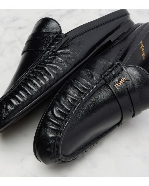 Saint Laurent Black Le Loafer Leather Mules